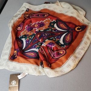 Gianfranco Ferre Vibrant Paisley Scarf with Orange and Purple
